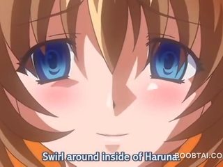 Blue eyed anime maid tit fucking a large