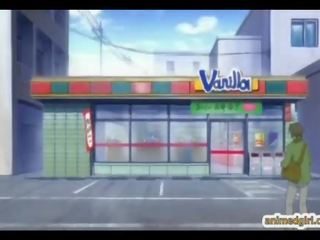Japonská anime squeezing bigtity a pití mléko